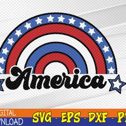 America Patriotic Rainbow Digital Design Download, 4th of July Svg, Eps, Png, Dxf, Digital Download