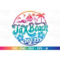Jax Beach svg Summer Beach emblem 2023 Florida Jacksonville print iron on color cut file silhouette cricut cameo downloa