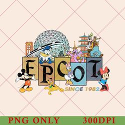 vintage disney epcot png, epcot 1982 png, mickey and friends, vintage disney png, epcot trip png, disney family png