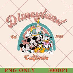 retro disneyland est 1955 california png, vintage disneyland png, mickey and friends png, disney family png, disney trip