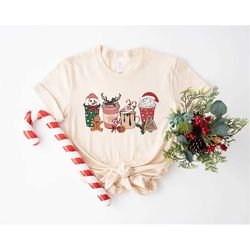 christmas coffee shirt, peppermint iced latte winter women shirt, christmas latte shirt, snowmen sweets snow warm cozy m