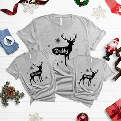 reindeer matching family shirts, personalized matching family christmas shirts, cute christmas shirts, family xmas tees