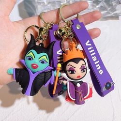 Disney Anime Evil Queen Pendant Keychain Cartoon Maleficent Silicone Keyring for Women Backpack Charms