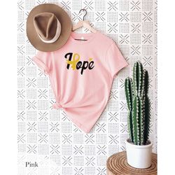 Hope T-Shirt, Childhood Cancer Shirt, Cancer Support Shirt, Motivational Shirt, Childhood Cancer Awareness Shirt, Gold R
