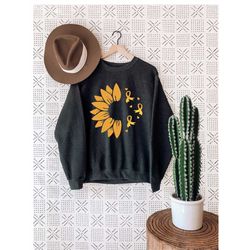 sunflower childhood cancer sweatshirt, gold ribbon shirt, pediatric cancer shirt, childhood cancer fighters gift, cancer
