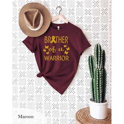 Brother Of Warrior T-Shirt, Child Cancer Support Shirt, Childhood Cancer Shirt, Gold Cancer Ribbon, Pediatric Cancer Shi