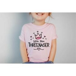threenager shirt, birthday girl gift, 3rd birthday party shirts, three year old birthday toddler, third birthday gift, k