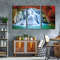 Thailand Waterfall Canvas Wall Art, Waterfall Scenery Canvas, Kanchanaburi Huai Mae Khamin Waterfall 3 Piece Canvas