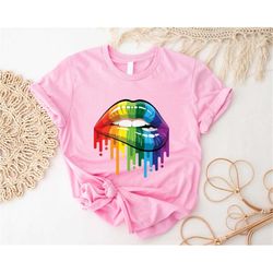 rainbow pride lips t-shirt, love is love shirt, lgbt pride shirts, colorful lgbtq lips, cool lips outfits, gay pride shi