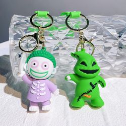 The Nightmare Before Christmas Oogie Boogie Figure Silicone Keyrings Disney Doll Pendant Keychains for Bag Ornament