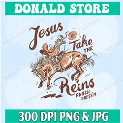 jesus take the reins vintage cowboy png, png high quality, png, digital download