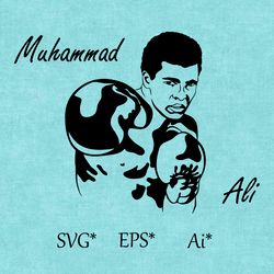 muhammad ali the great american boxer svg, world champion,world boxing, boxer of the year, portrait digital svg, eps, ai