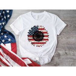 america sunflower shirt, usa flag flower t-shirt, 4th of july flag graphic shirts, independence shirt, freedom t-shirts,