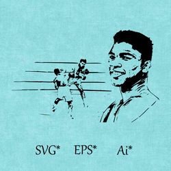 muhammad ali the great american boxer svg, world champion,world boxing, boxer of the year, portrait digital svg, eps, ai