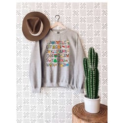 christmas alphabet sweatshirt, alphabet christmas sweatshirt, alphabet hoodie, kindergarten teacher sweatshirt, christma