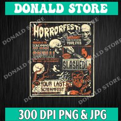 vintage horrorfest movie poster terror old time halloween png, png high quality, png, digital download