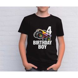 birthday monster truck shirt,custom birthday shirt with any age,this is how i roll,4 years old birthday boy,monster truc