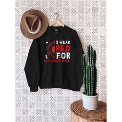 i wear red for red ribbon week sweatshirt, red ribbon week, red ribbon awareness, red ribbon gift, motivational sweatshi