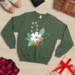 flower sweatshirt, minimalistic flower crewneck, vintage crewneck, floral crewneck, plant sweatshirt, vintage sweatshirt