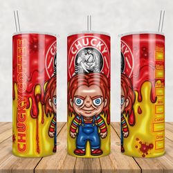 Chucky Tumbler Wrap Png, Chucky 20oz Skinny Tumbler Template Png, Chucky BinInflated Cartoon 3D Tumbler Design