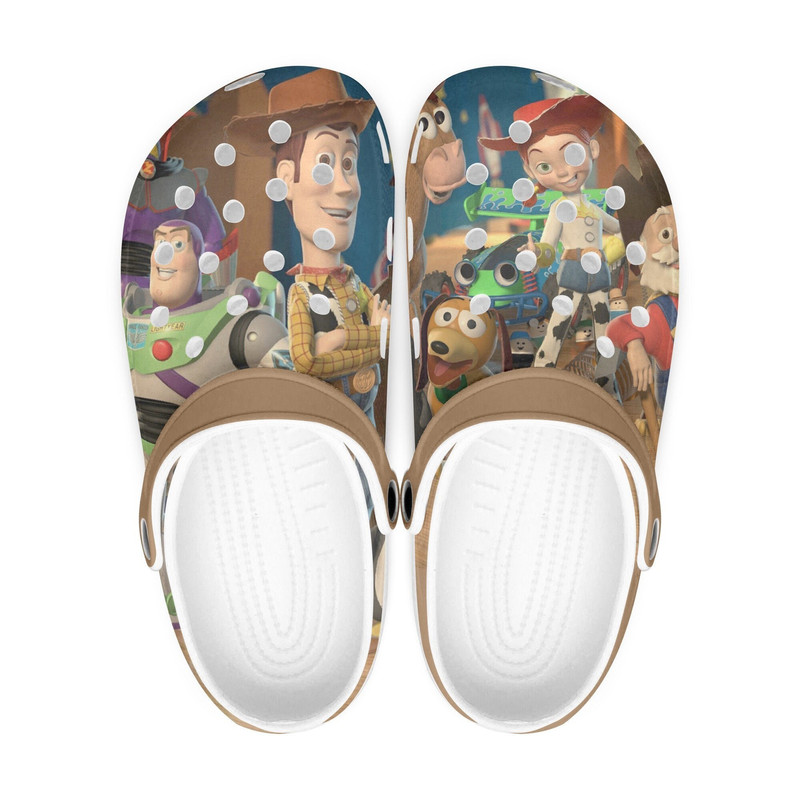 Toy Story clogs, Buzz, Woody, looks like crocs shoes, slippers, flip flops Birthday gift Custom clogs for men, women and kids.jpg