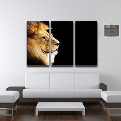 the king of all animals portrait 3 split panel canvas print