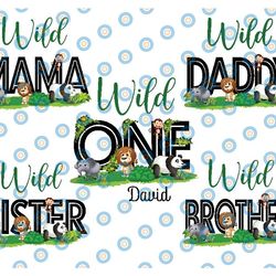 custom wild one birthday boy png, family safari zoo jungle wild, wild family personalized png, birthday boy/girl png