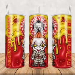 Pennywise Tumbler Wrap Png, Pennywise 20oz Skinny Tumbler Template Png, Horror Moive Png, Cartoon 3d Inflated Tumbler