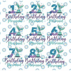 birthday mermaid png, mermaid birthday png bundle, mermaid tail png, birthday girl png bundle, mermaid numbers png, birt