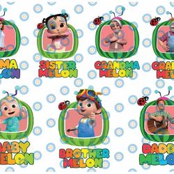 cocomelon family birthday girl / boy shirt sublimation png files, cocomelon party family png