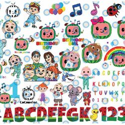 cocomelon svg, cocomelon birthday svg png bundle, cocomelon alphabet svg, cocomelon characters svg, png, cocomelon font