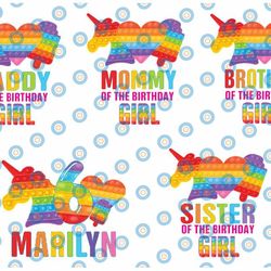 personalized name pop it birthday png, pop it fidget toy birthday girl boy png, matching birthday family party png