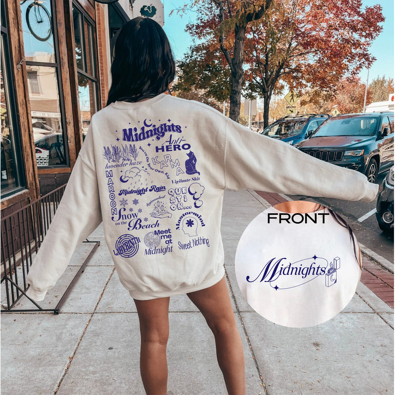 Midnights Sweatshirt, Meet me at Midnight, Tracklist Sweatshirt, Taylor Swiftie Crewneck, Taylor Midnights Sweatshirt, Gift for Swiftie - 1.jpg