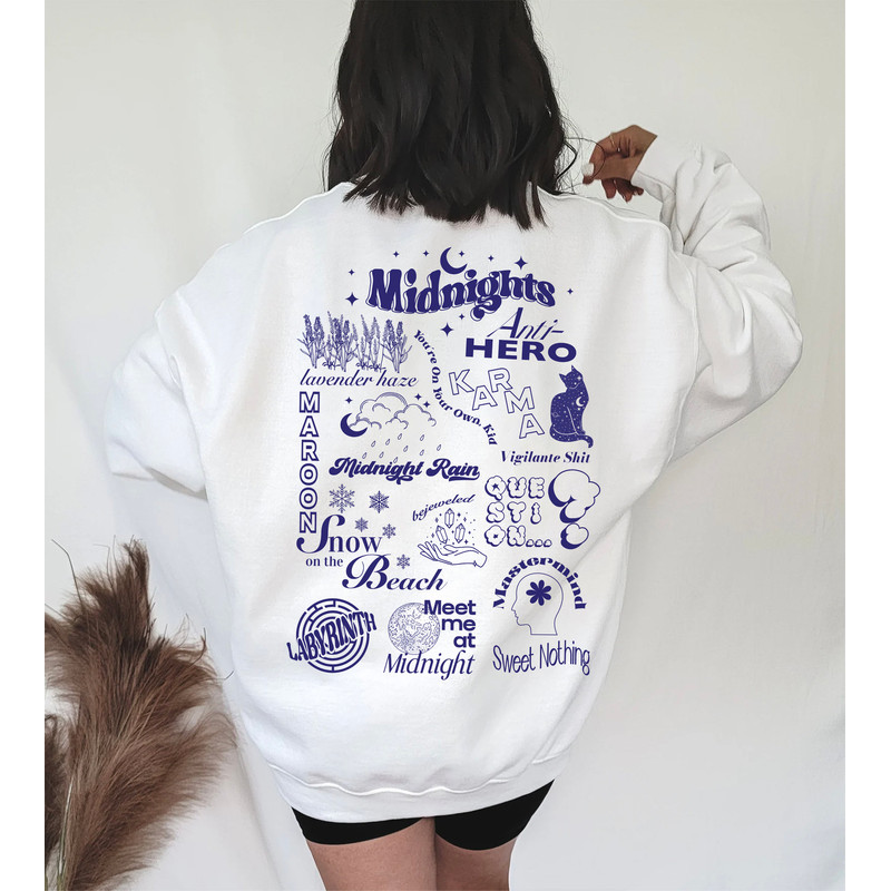 Midnights Sweatshirt, Meet me at Midnight, Tracklist Sweatshirt, Taylor Swiftie Crewneck, Taylor Midnights Sweatshirt, Gift for Swiftie - 3.jpg
