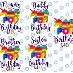 pop it toy family fidget toy birthday girl, pop it birthday png, matching birthday family, pop it birthday family png