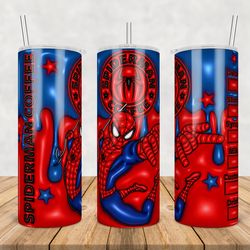 Spiderman Tumbler Wrap Png, Spiderman 20oz Skinny Tumbler Template Png, Spiderman Png, Cartoon 3d Inflated Tumbler