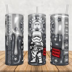 Storm Trooper Tumbler Wrap Png, Storm Trooper 20oz Skinny Tumbler Template Png, Cartoon 3d Inflated Tumbler