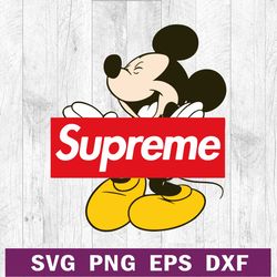 mickey x supreme logo svg, supreme disney logo svg, mickey funny svg png dxf
