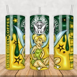 tinker bell tumbler wrap png, tinker bell 20oz skinny tumbler template png, disney png, cartoon 3d inflated tumbler