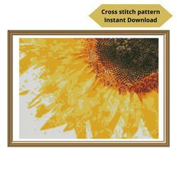 Sunflower cross stitch pattern, Flower cross stitch, Colorfull embroidery design, Instant download, Digital PDF
