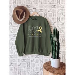peace love sweatshirt, childhood cancer awareness sweatshirt, leopard peace love, pediatric cancer awareness, gift for c