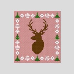 Crochet C2C Reindeer graphgan blanket pattern PDF Download