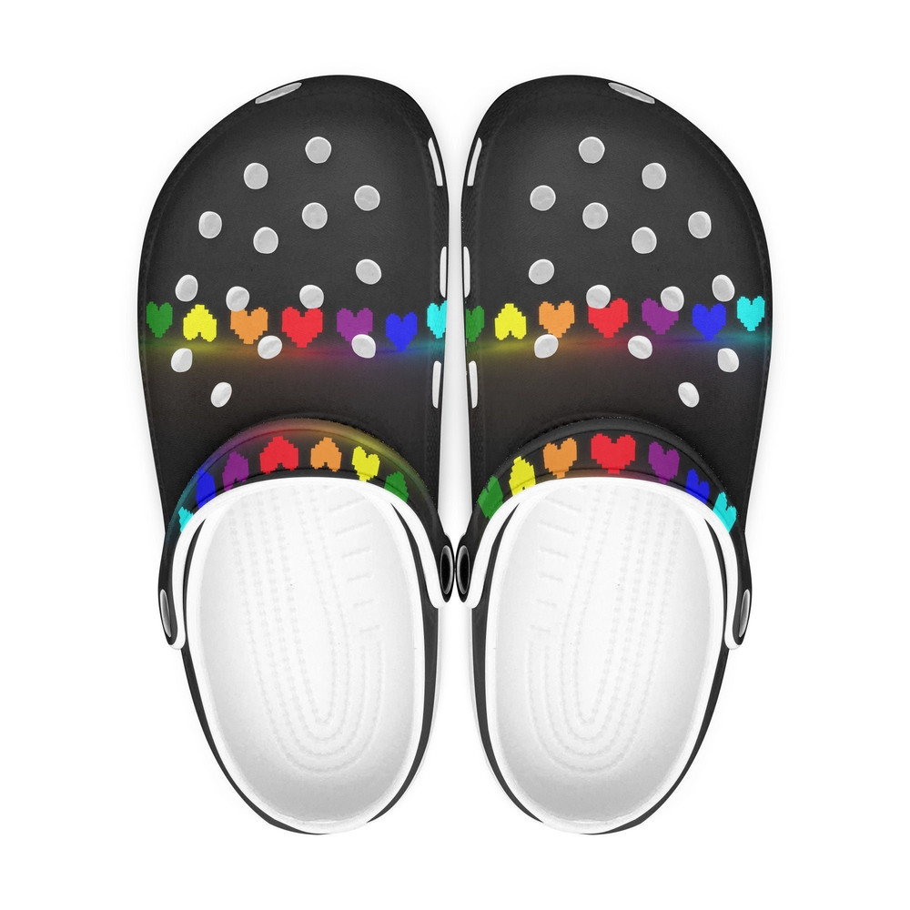 Undertale clogs, Hearts, looks like crocs shoes, slippers, flip flops Birthday gift Custom clogs for men, women and kids.jpg