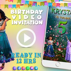 Encanto birthday video invitation for girl, animated kid's birthday party invite