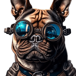 Futuristic Bulldog Face with Glasses - Deejitl Art Style