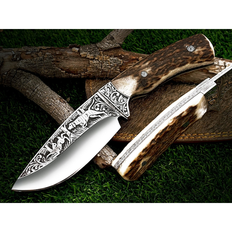 Knife, knives, custom knife, handmade knife, Bushcraft knife, kitchen knife, Damascus knife, engraved knife, Gift