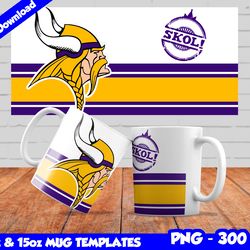 Vikings Mug Design Png, Sublimate Mug Templates, Vikings Mug Wrap, Sublimation Football Design PNG, Instant Download