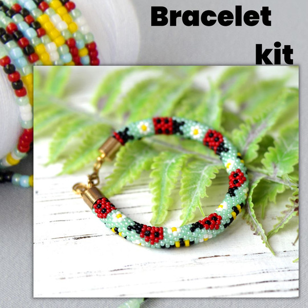 Ladybug Print Beaded Bracelet Kit - DIY Bracelet Making Supp - Inspire  Uplift