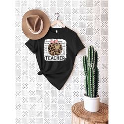 leopard apple teacher t-shirt, custom teacher shirt, funny teacher shirt, teacher appreciation, teaching gift, back to s