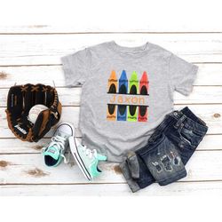 personalized crayon t-shirt, back to school truck, boys pre k shirt, kindergarten first day of school, crayon shirt for